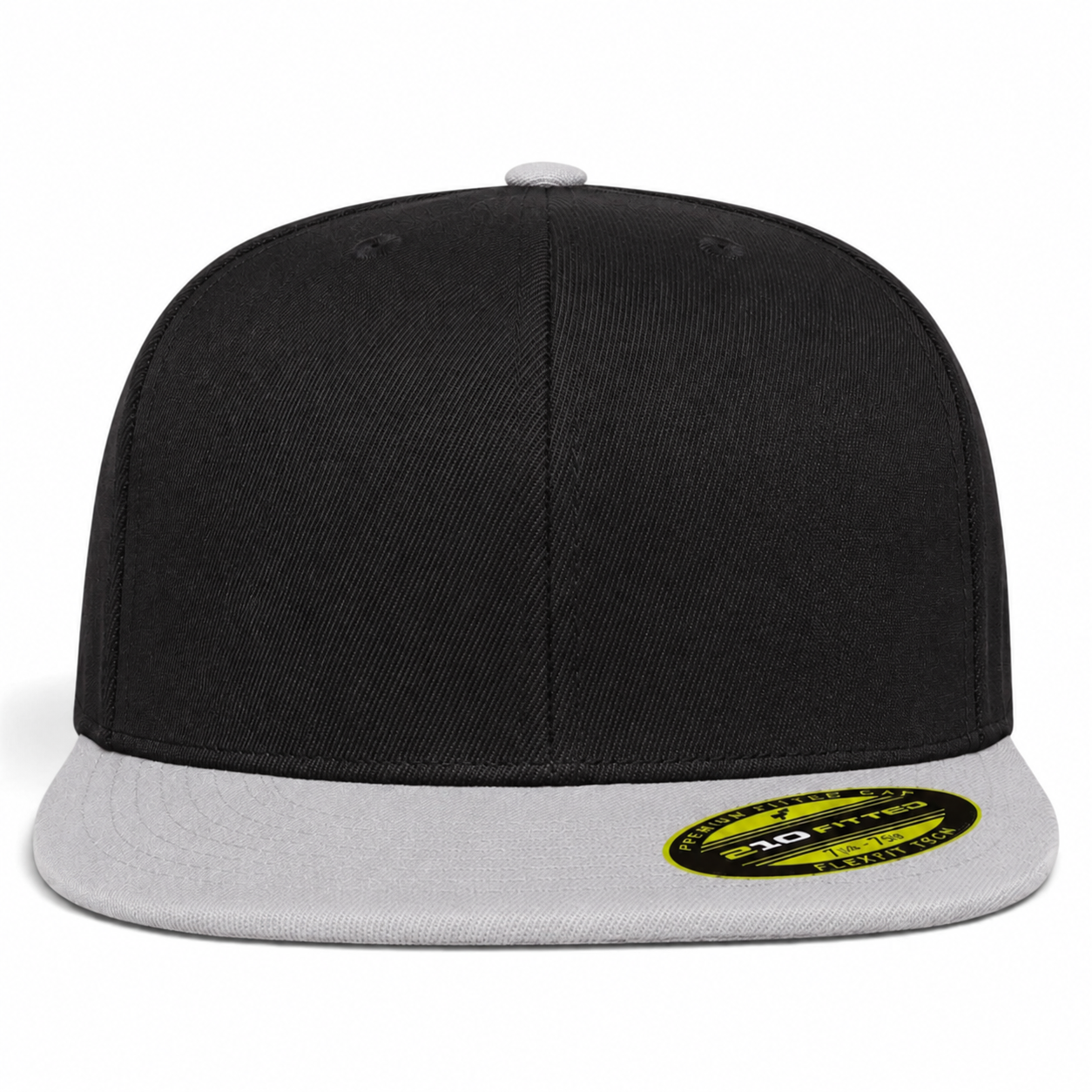 Flexfit 210 Premium Blank Stretch Fitted Hat - Black/Silver