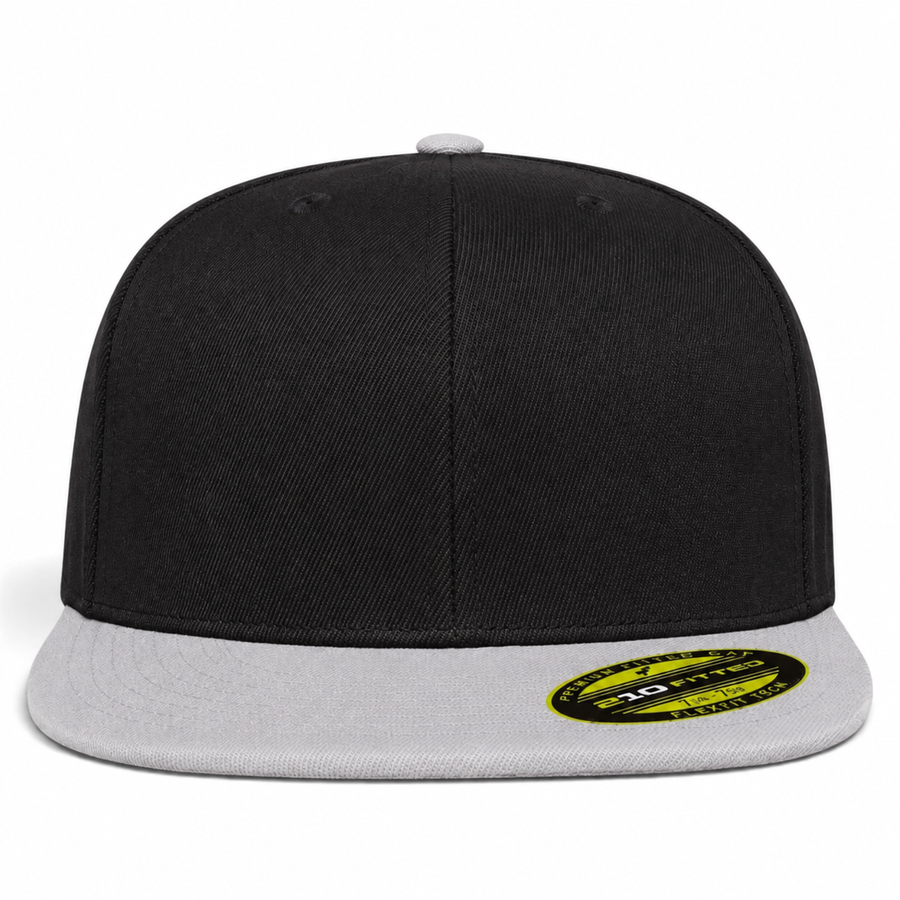 Flexfit 210 Premium Blank Stretch Fitted Hat - Black/Silver