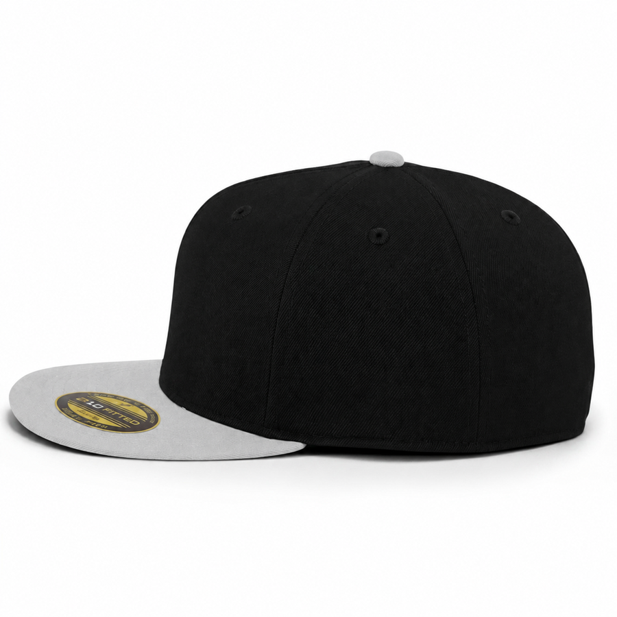 Flexfit 210 Premium Blank Stretch Fitted Hat - Black/Silver