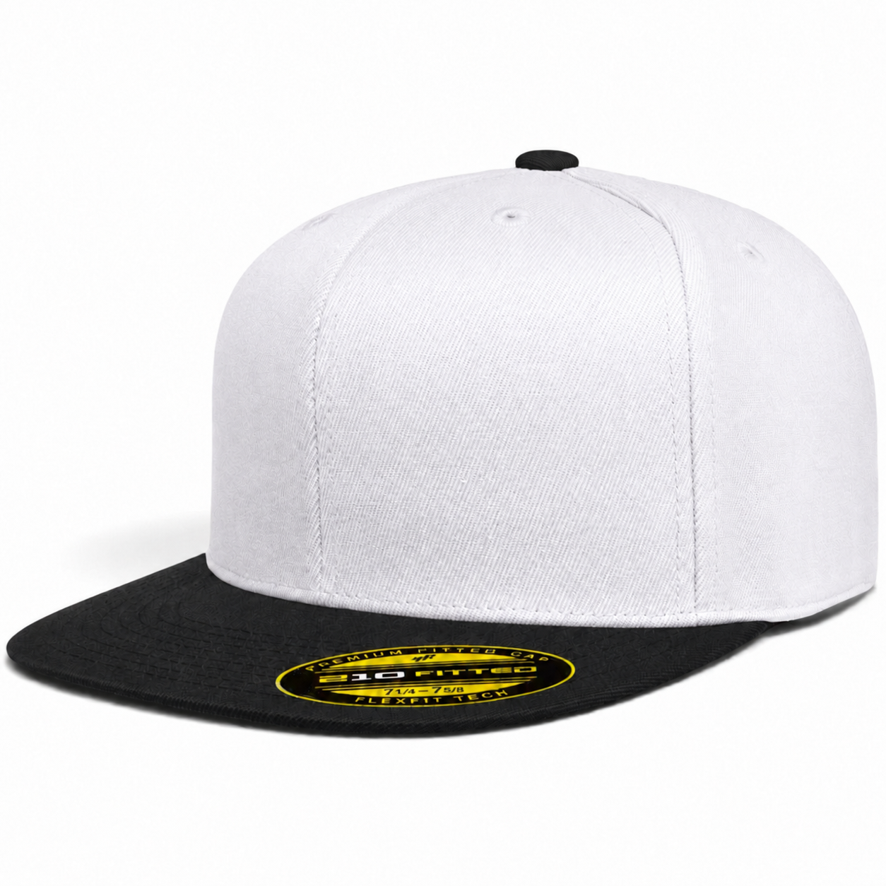 Flexfit 210 Premium Blank Stretch Fitted Hat - White/Black