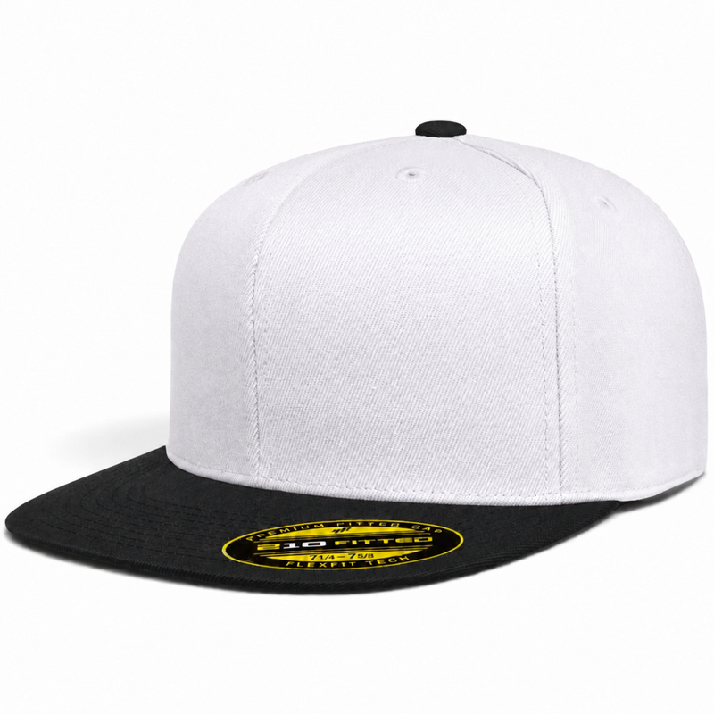 Flexfit 210 Premium Blank Stretch Fitted Hat - White/Black - Product Image
