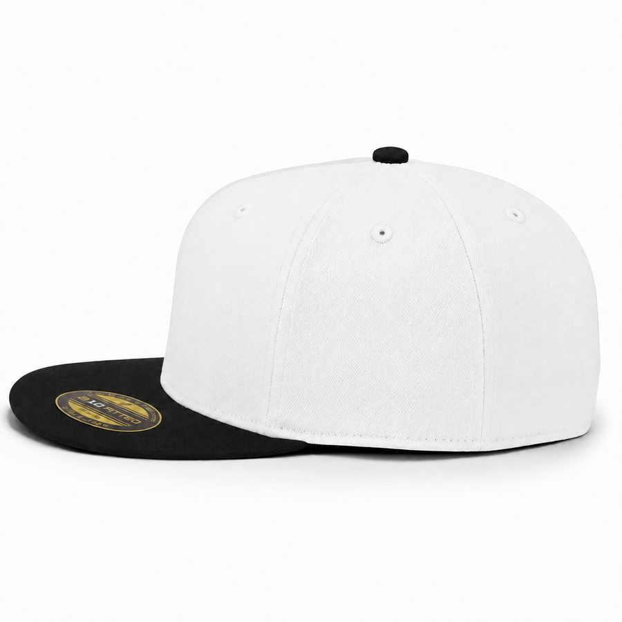 Flexfit 210 Premium Blank Stretch Fitted Hat - White/Black