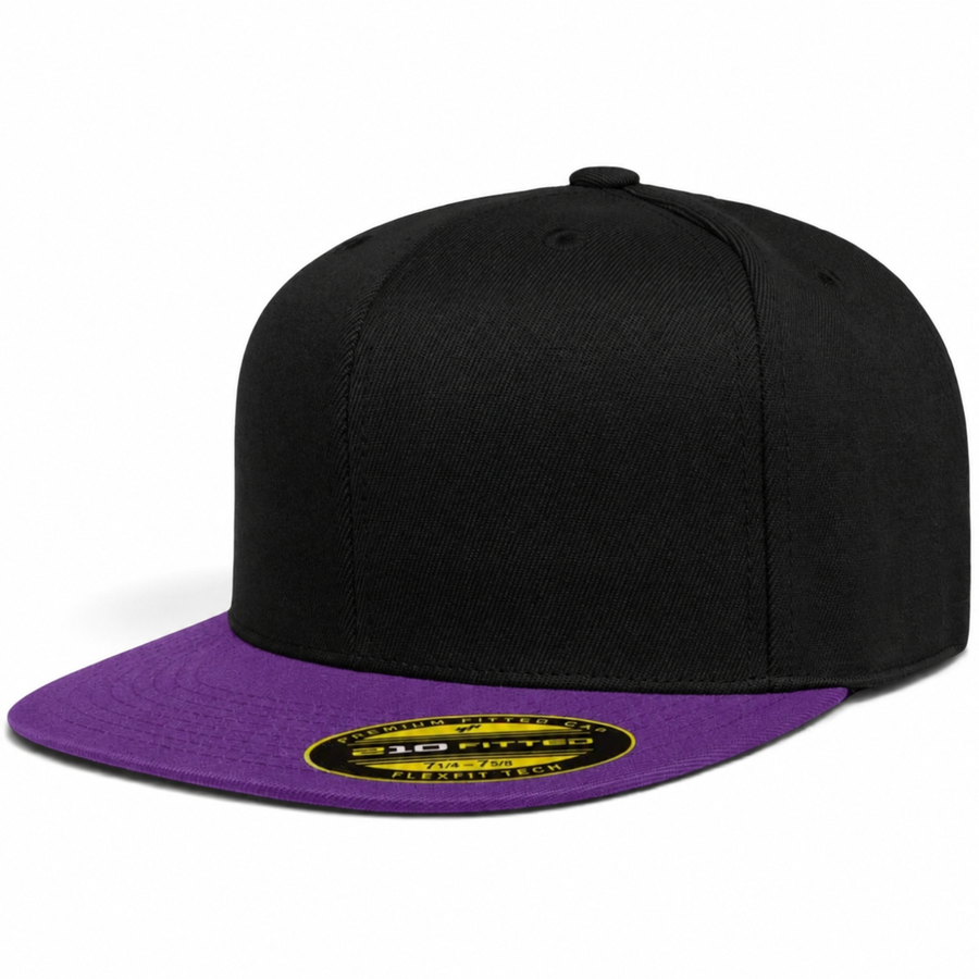 Flexfit 210 Premium Blank Stretch Fitted Hat - Black/Purple