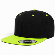 YP Classics Premium Blank Adjustable Snapback Hat - Black/Neon Green