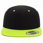 YP Classics Premium Blank Adjustable Snapback Hat - Black/Neon Green