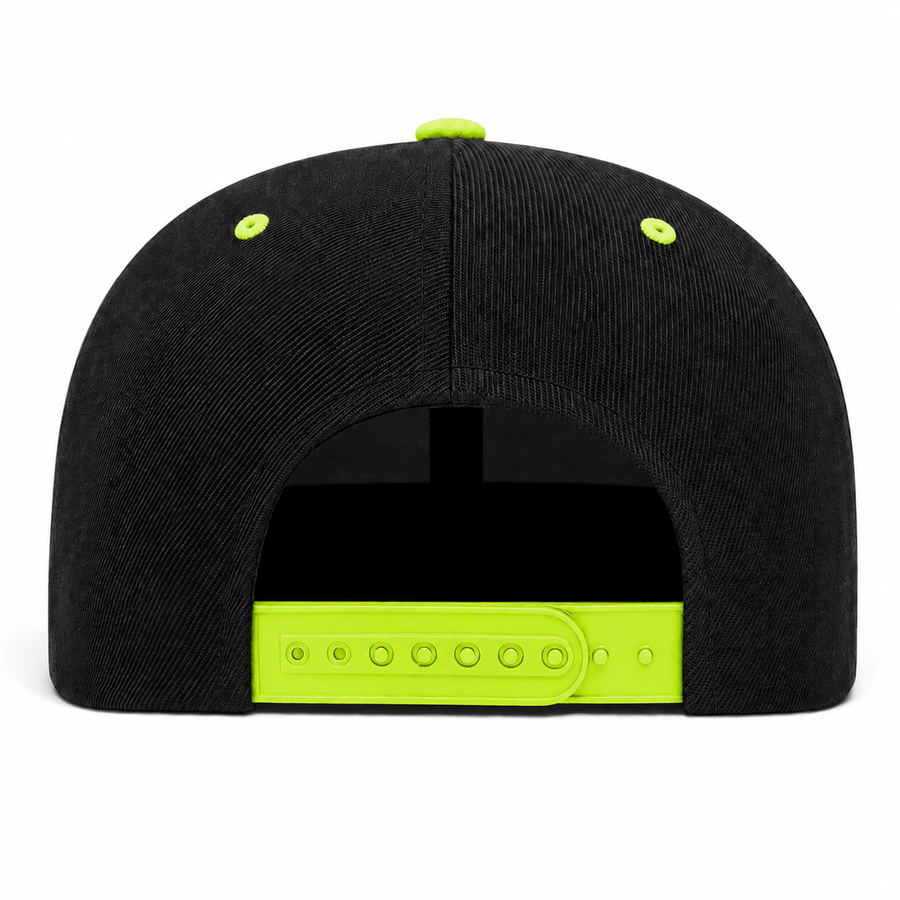 YP Classics Premium Blank Adjustable Snapback Hat - Black/Neon Green