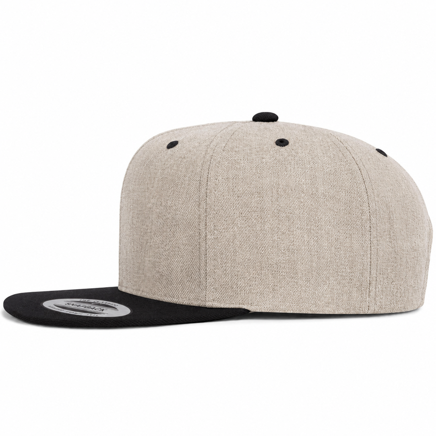 YP Classics Premium Blank Adjustable Snapback Hat - Heather Gray/Black - Product Image