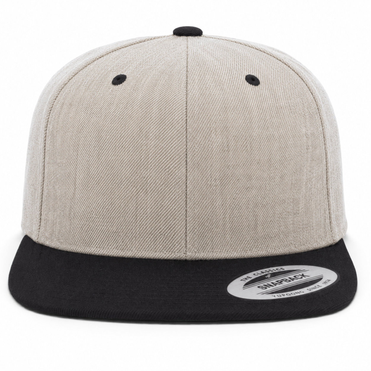 YP Classics Premium Blank Adjustable Snapback Hat - Heather Gray/Black - Product Image