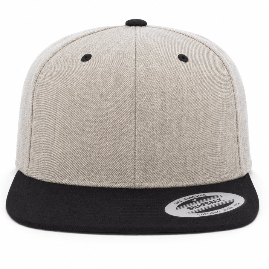 YP Classics Premium Blank Adjustable Snapback Hat - Heather Gray/Black - Product Image