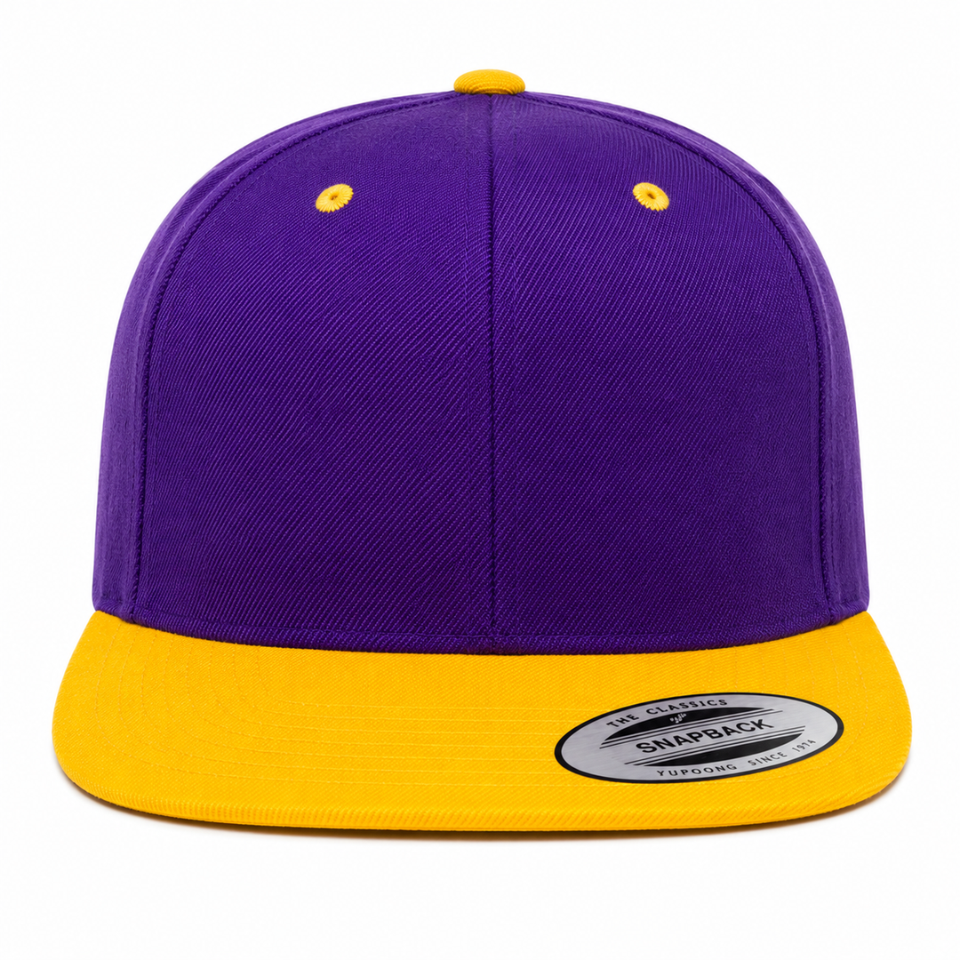 YP Classics Premium Blank 6-Panel Adjustable Snapback Hat - Purple/Yellow - Product Image