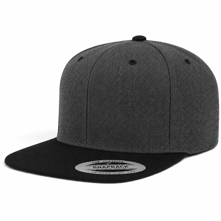 YP Classics Premium Blank Adjustable Snapback Hat - Charcoal/Black