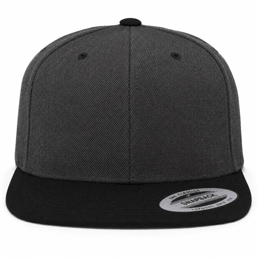 YP Classics Premium Blank Adjustable Snapback Hat - Charcoal/Black