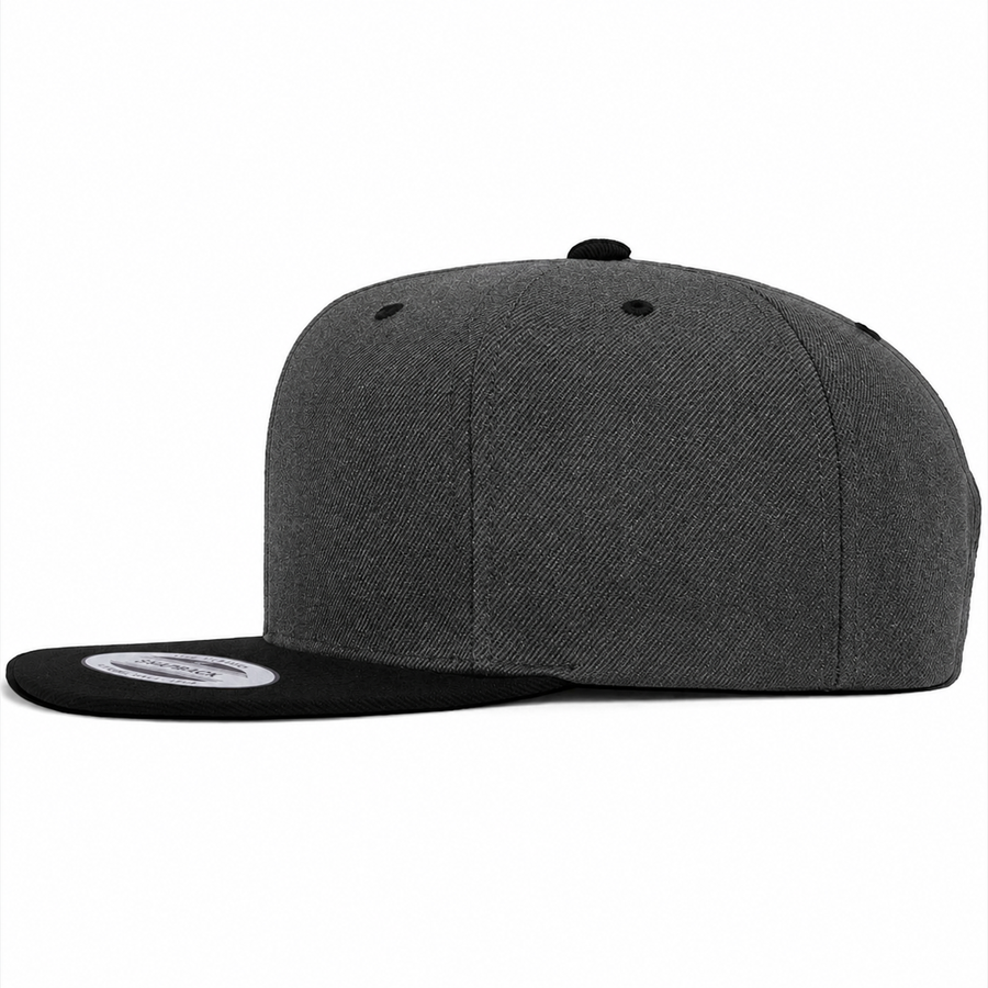 YP Classics Premium Blank Adjustable Snapback Hat - Charcoal/Black