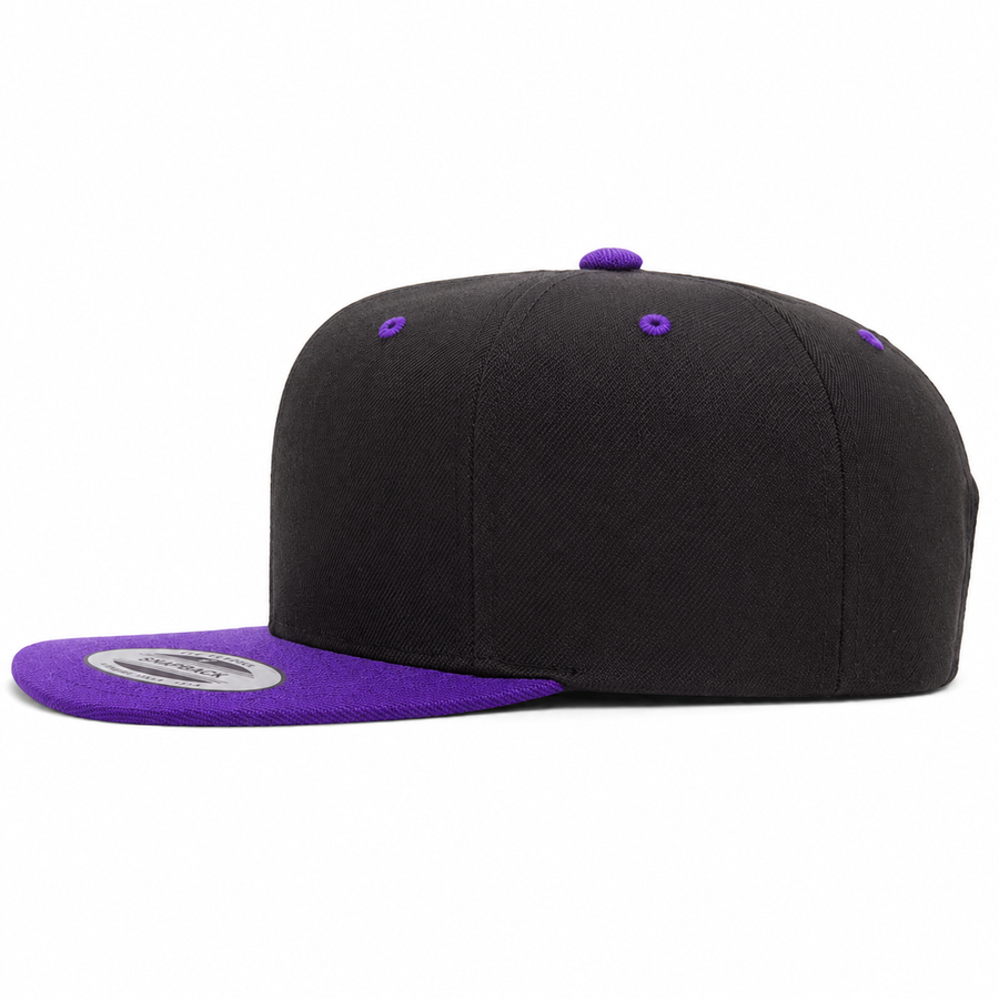 YP Classics Premium Blank Adjustable Snapback Hat - Black/Purple
