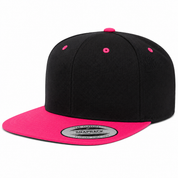 YP Classics Premium Blank Adjustable Snapback Hat - Black/Hot Pink