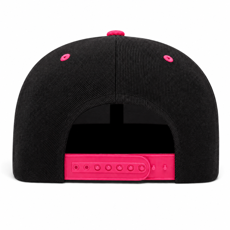 YP Classics Premium Blank Adjustable Snapback Hat - Black/Hot Pink