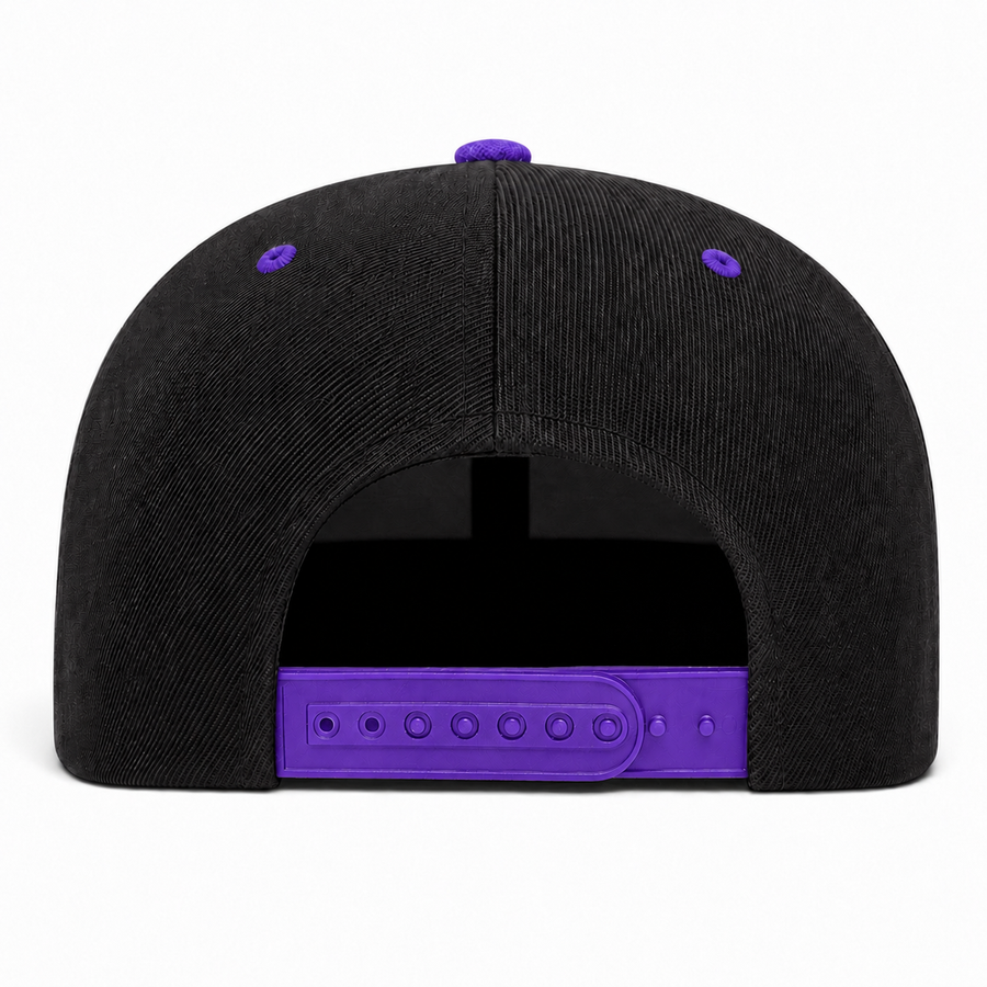 YP Classics Premium Blank Adjustable Snapback Hat - Black/Purple