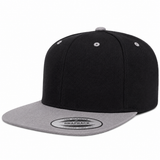 YP Classics Premium Blank 6-Panel Adjustable Snapback Hat - Black/Gray