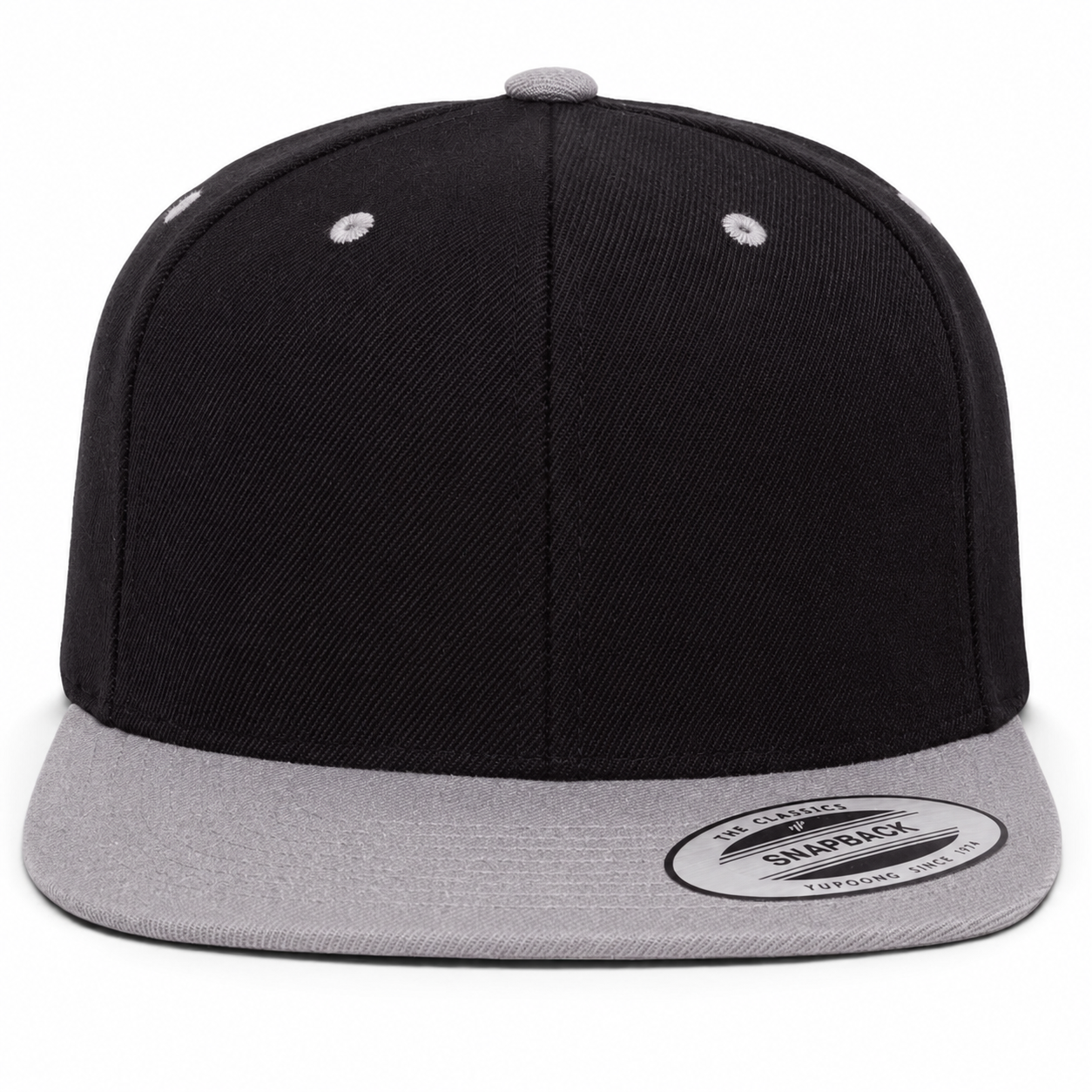 YP Classics Premium Blank 6-Panel Adjustable Snapback Hat - Black/Gray - Product Image