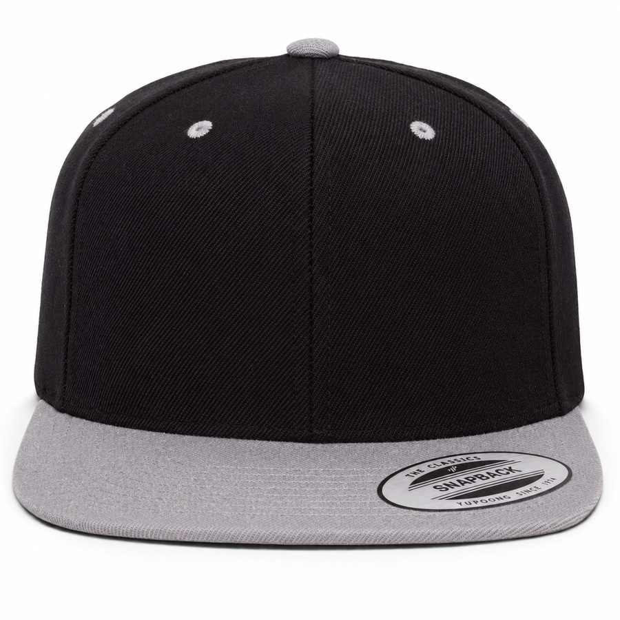 YP Classics Premium Blank 6-Panel Adjustable Snapback Hat - Black/Gray - Product Image