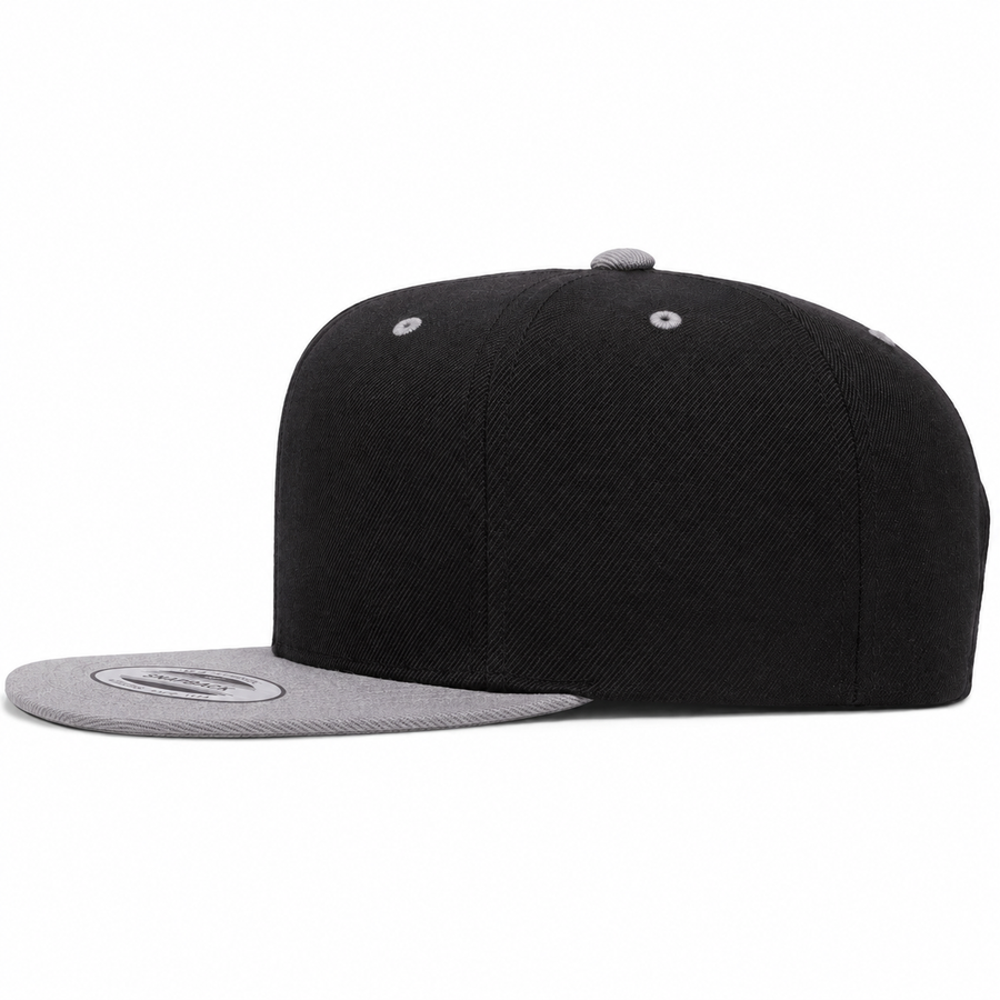 YP Classics Premium Blank 6-Panel Adjustable Snapback Hat - Black/Gray - Product Image
