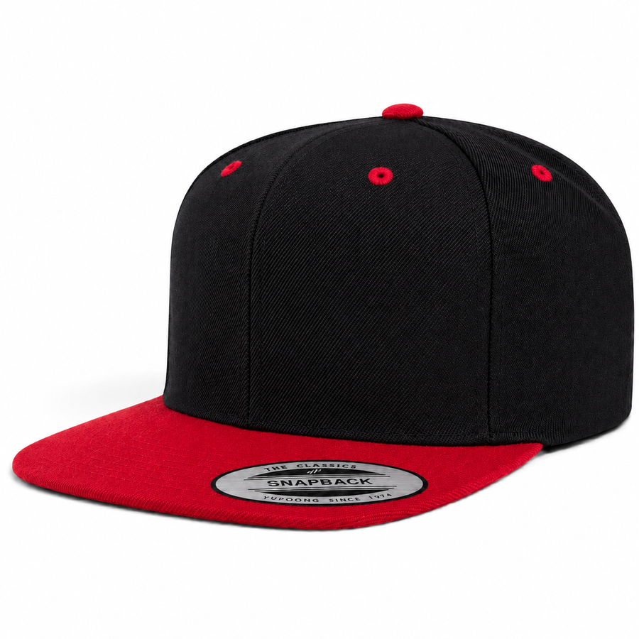 YP Classics Premium Blank Adjustable Snapback Hat - Black/Red - Product Image