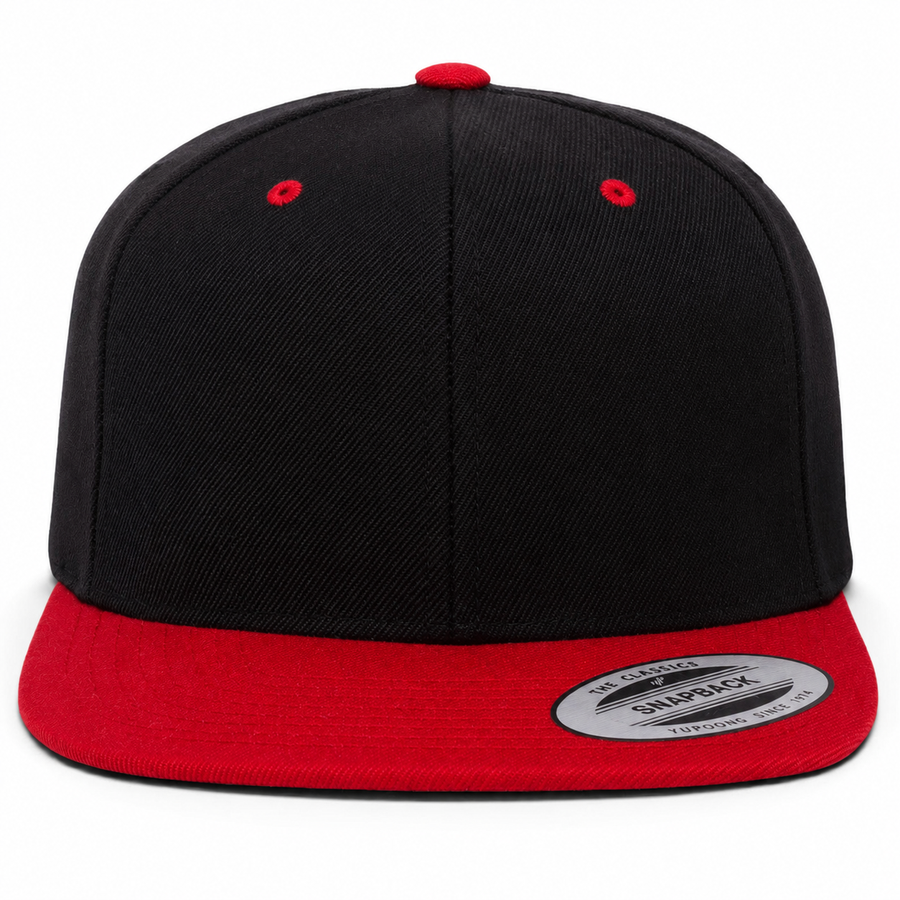 YP Classics Premium Blank Adjustable Snapback Hat - Black/Red - Product Image