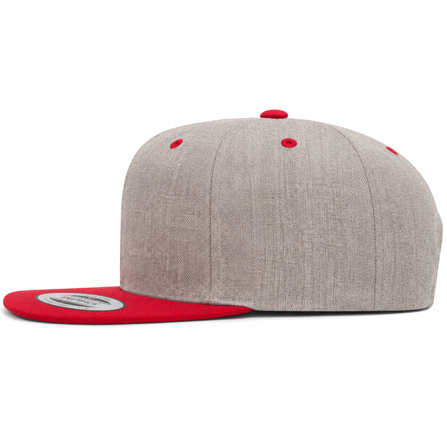 YP Classics Premium Blank Adjustable Snapback Hat - Heather Gray/Red - Product Image