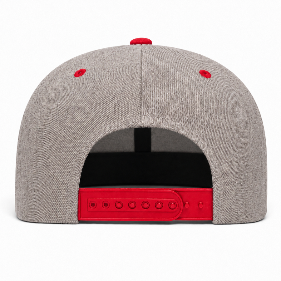 YP Classics Premium Blank Adjustable Snapback Hat - Heather Gray/Red - Product Image