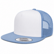 YP Classics Premium Blank Adjustable Trucker Snapback Hat - White/Baby Blue - Product Image