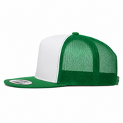 YP Classics Premium Blank Adjustable Trucker Snapback Hat - White/Green - Product Image