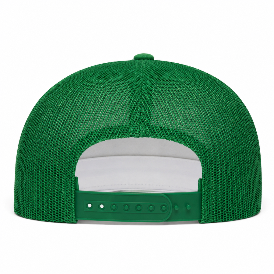 YP Classics Premium Blank Adjustable Trucker Snapback Hat - White/Green - Product Image