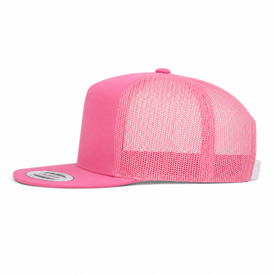 YP Classics Premium Blank 5-Panel Adjustable Trucker Snapback Hat - Pink - Product Image