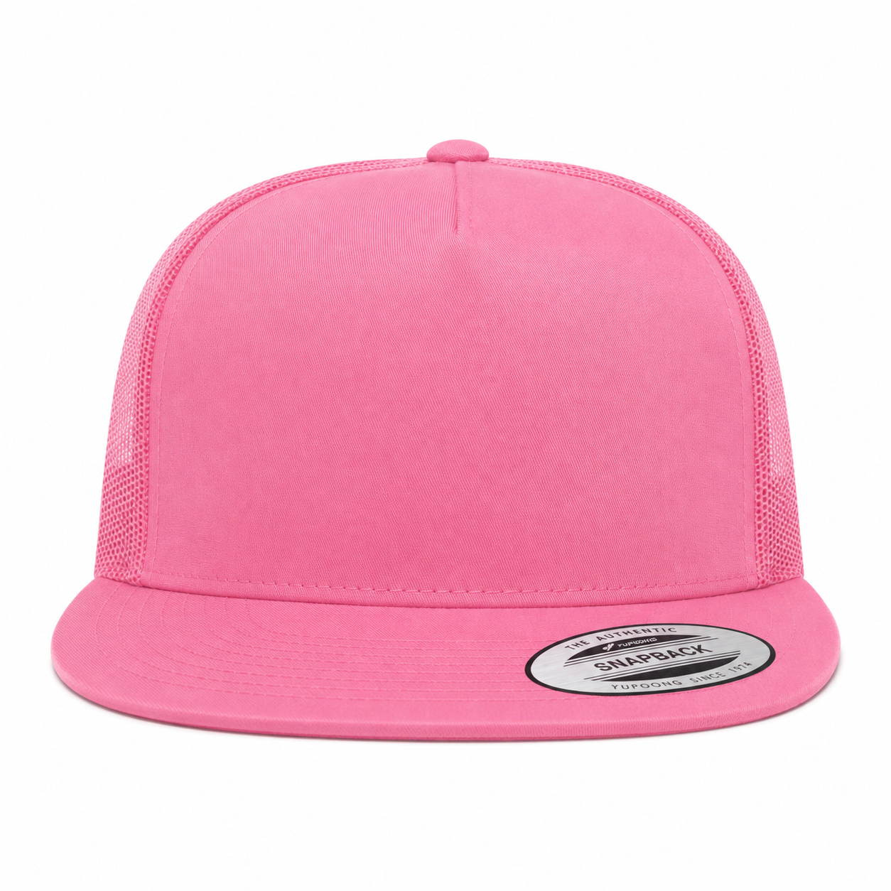 YP Classics Premium Blank 5-Panel Adjustable Trucker Snapback Hat - Pink - Product Image