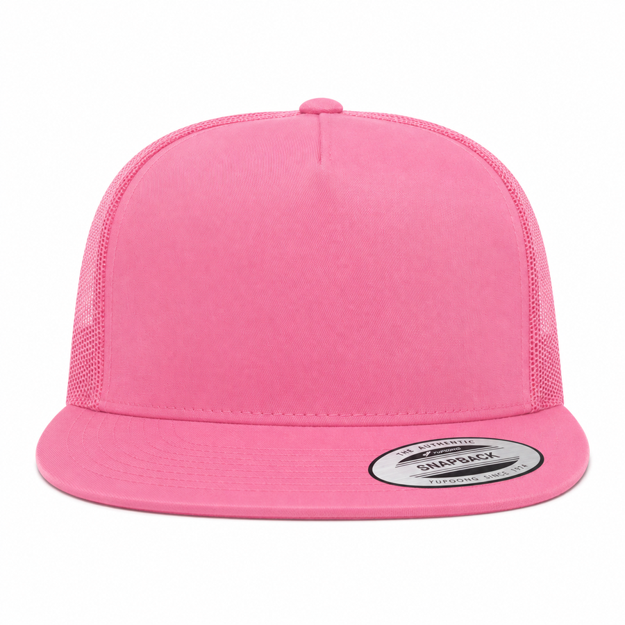 YP Classics Premium Blank 5-Panel Adjustable Trucker Snapback Hat - Pink - Product Image