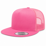 YP Classics Premium Blank 5-Panel Adjustable Trucker Snapback Hat - Pink