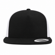 YP Classics Premium Blank 5-Panel Adjustable Trucker Snapback Hat - Black/White - Product Image