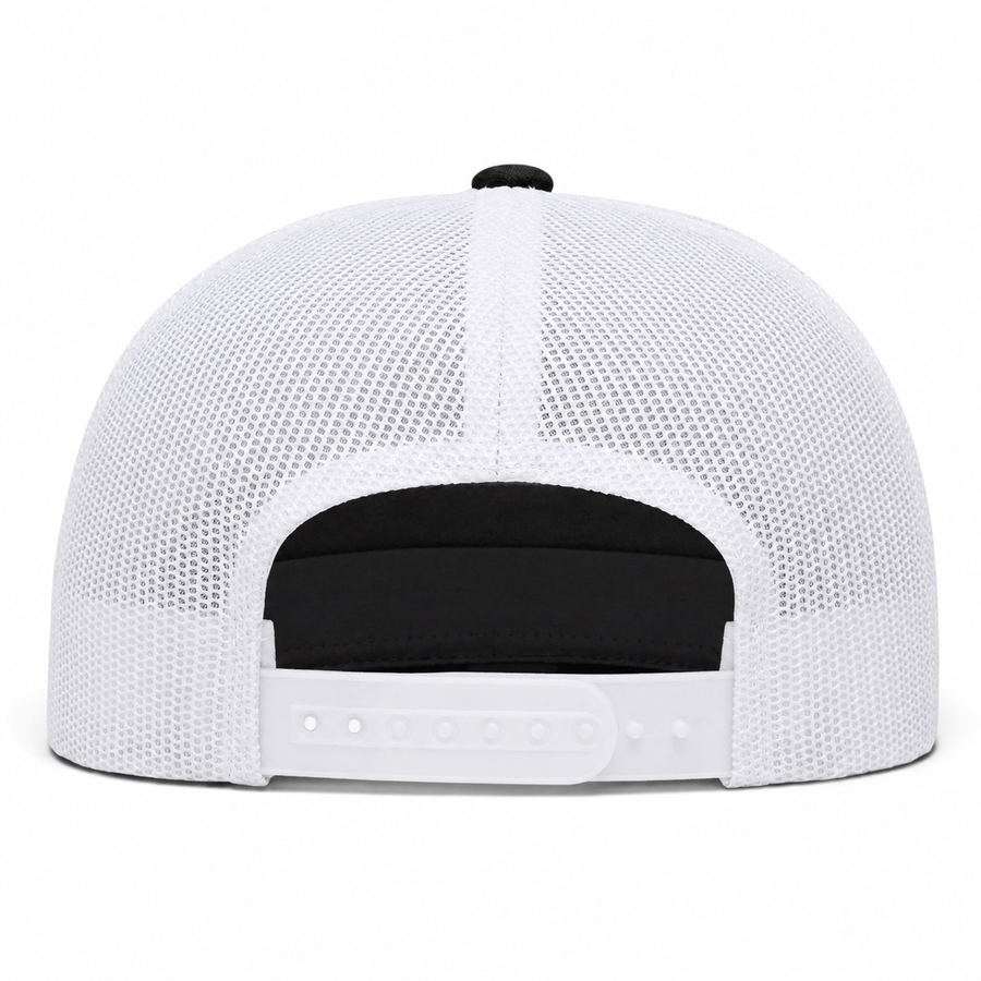 YP Classics Premium Blank 5-Panel Adjustable Trucker Snapback Hat - Black/White - Product Image