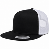 YP Classics Premium Blank 5-Panel Adjustable Trucker Snapback Hat - Black/White
