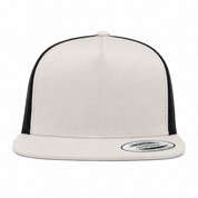 YP Classics Premium Blank 5-Panel Adjustable Trucker Snapback Hat - Stone/Black - Product Image