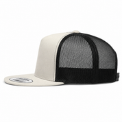 YP Classics Premium Blank 5-Panel Adjustable Trucker Snapback Hat - Stone/Black - Product Image