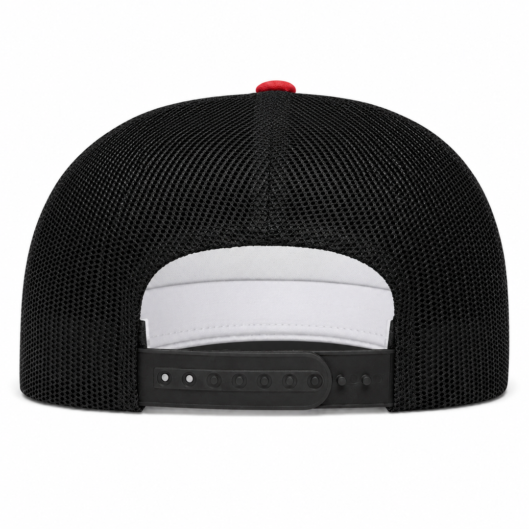 YP Classics Premium Blank 5-Panel Adjustable Trucker Snapback Hat - Red/Black - Product Image