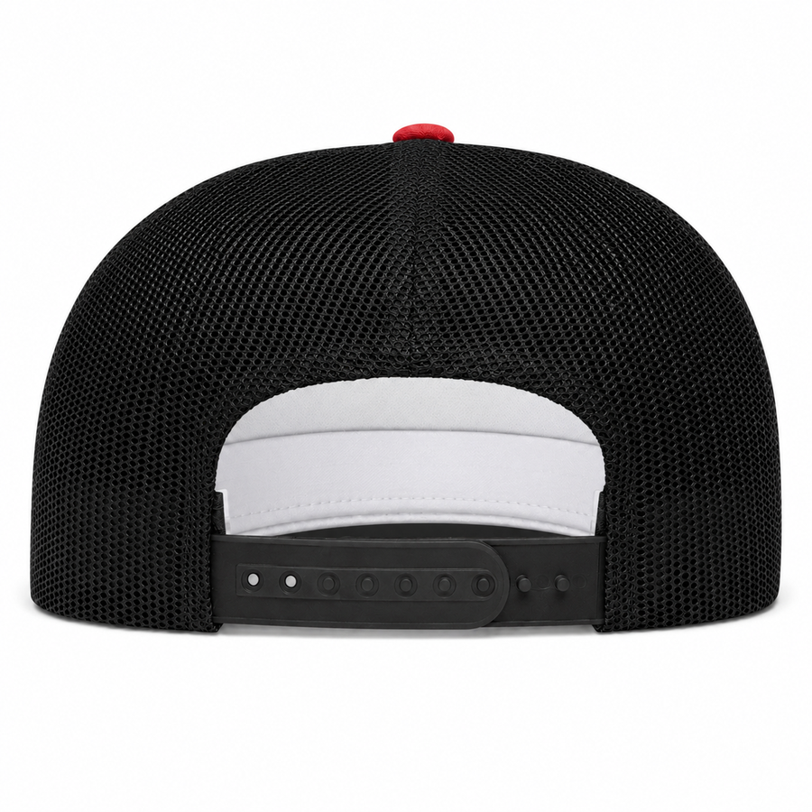 YP Classics Premium Blank 5-Panel Adjustable Trucker Snapback Hat - Red/Black - Product Image