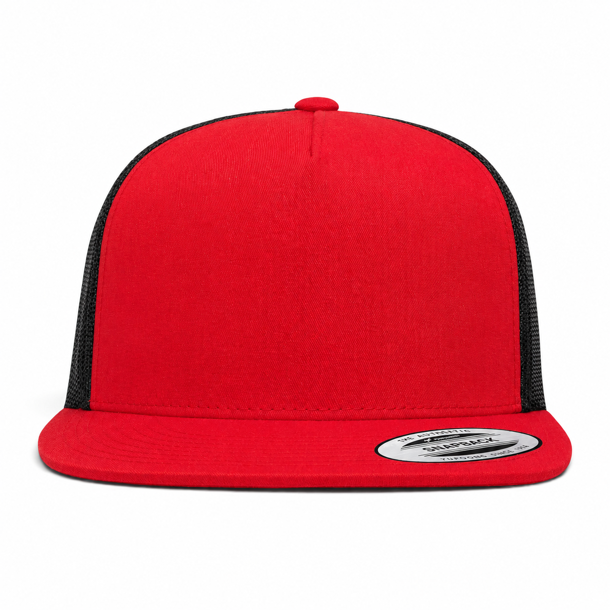 YP Classics Premium Blank 5-Panel Adjustable Trucker Snapback Hat - Red/Black - Product Image