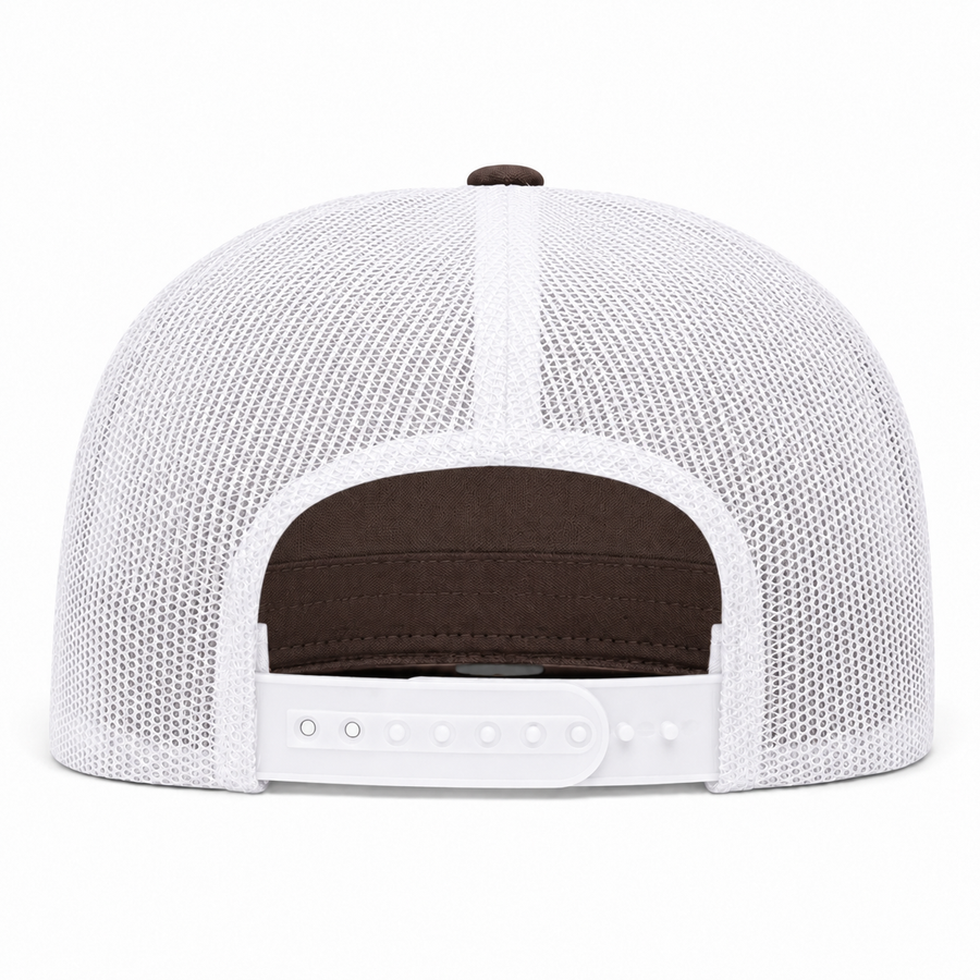 YP Classics Premium Blank Adjustable Trucker Snapback Hat - Brown/White - Product Image