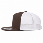 YP Classics Premium Blank Adjustable Trucker Snapback Hat - Brown/White - Product Image