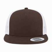 YP Classics Premium Blank Adjustable Trucker Snapback Hat - Brown/White - Product Image