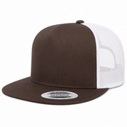 YP Classics Premium Blank Adjustable Trucker Snapback Hat - Brown/White - Product Image