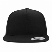 YP Classics Premium Blank 5-Panel Adjustable Trucker Snapback Hat - Black/Black - Product Image