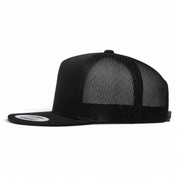 YP Classics Premium Blank 5-Panel Adjustable Trucker Snapback Hat - Black/Black - Product Image